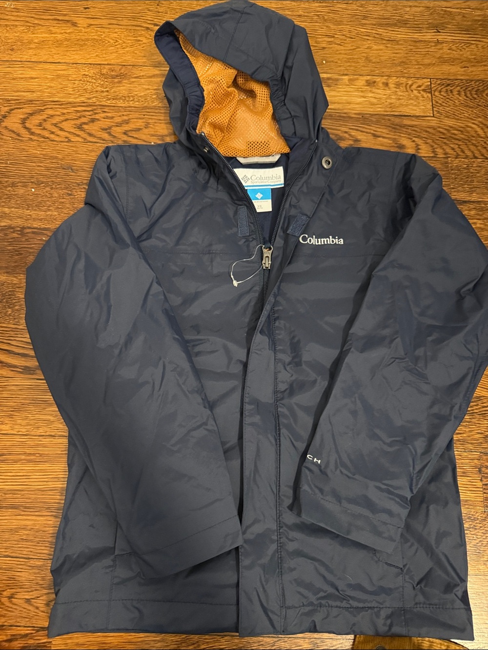 Kids Columbia Navy Hooded Raincoat with Gold Lining